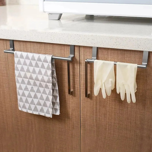 Towel Rack Over Door Towel Bar Hanging Holder Stainless Steel Bathroom Kitchen Cabinet Towel Rag Rack