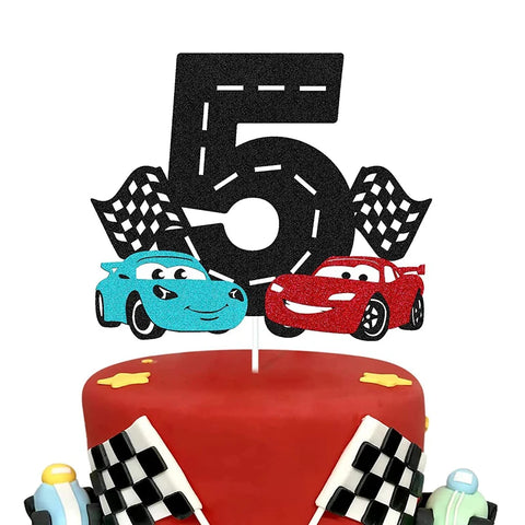 Disney Cartoon Lightning McQueen Car Theme Birthday Cake Topper Car Racing Boy Birthday Baby Shower Cake Decoration Supplies