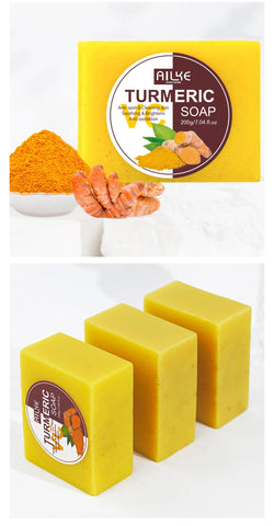 AILKE Natural Turmeric Soap Bar, Brighten, Remove Darkness, Acne, Pimples, Cleaning, Exfoliates, Uneven Skin Tone