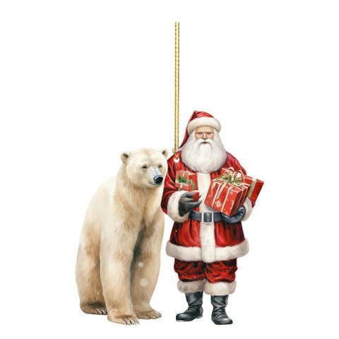 Happy New Year Cute Polar Bear Christmas Scene Decoration Circular Christmas Ornaments For Tree