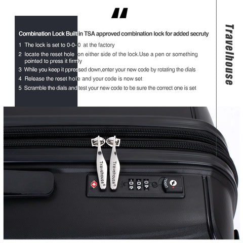 Travelhouse Expandable Hardshell Suitcase Double Spinner Wheels PP Luggage Sets Suitcase with TSA Lock,3-Piece Set (20/24/28）