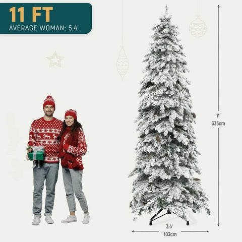 Pre Lit Plush Drooping Pencil Spruce Artificial Christmas Tree, 11FT, Spruce Christmas Tree, 2288 Branch Tips and 700 Lights