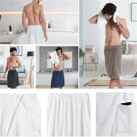 Men Soft Wearable Bath Towel with Pocket Bathrobes Shower Wrap Sauna Gym Swimming Holiday Spa Bath Beach Towel Toalla De Playa