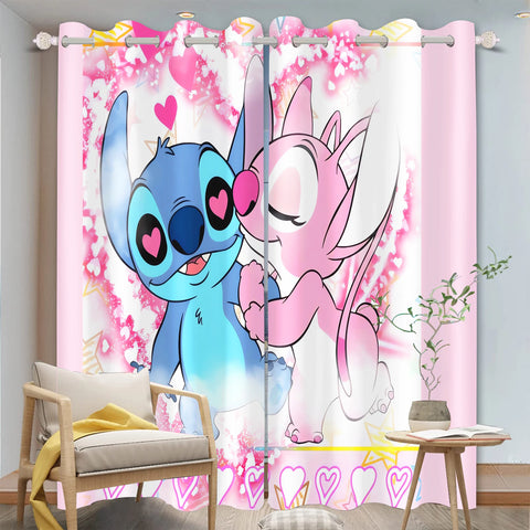 Disney Stitch Cartoon Curtain 3D Print Bedroom Living Room Window Blackout Partition Style Home Decoration