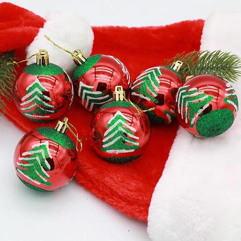 Christmas Ball Ornaments Xmas Tree Hanging Pendant Christmas Decorations for Home Navidad Natal New Year Gift 6Pcs/box 6cm