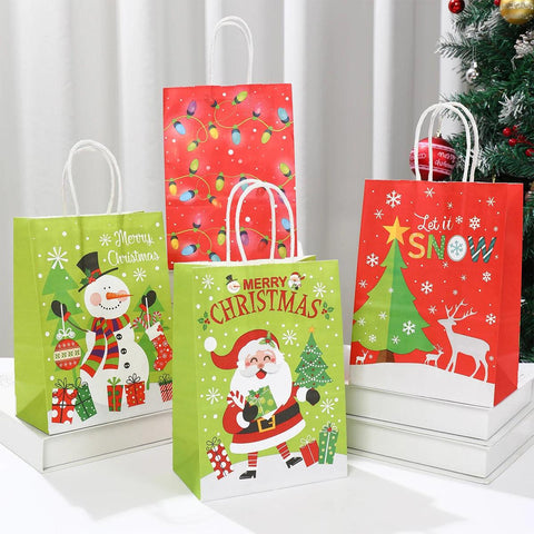 Christmas Santa Claus Snowflake Kraft Paper Handbag Marry Christmas Party Decor For Home 2024 Navidad Natal Noel New Year 2025