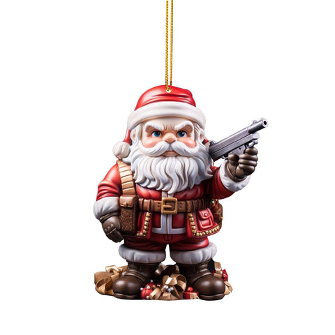 Acrylic Cool Santa Double Print Christmas Pendant Decoration Gift 2d Hanging New Year Decoration