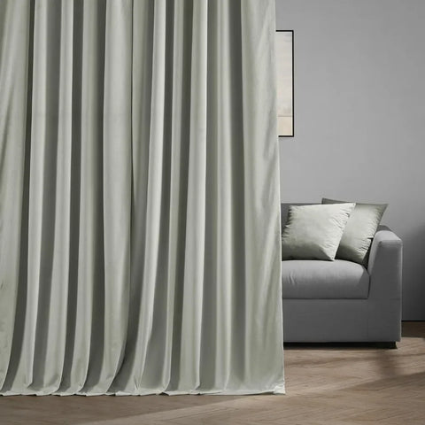 Blackout Velvet Curtains 120 Inches Long Extra Wide Heat & Full Light Blocking Blackout Curtain 100W x 120L, Reflection Grey