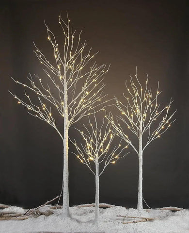 Christmas Decoration 4 feet 6 feet and 8 Feet Birch Tree,Warm White, for Home,Pack of 3, Festival, Party Christmas Decoration