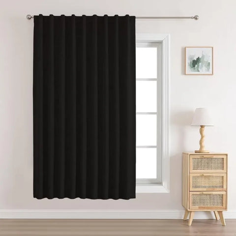 Blackout Linen Curtains Long 100% Blackout Drapes 95 inch Length 2 Panels Set