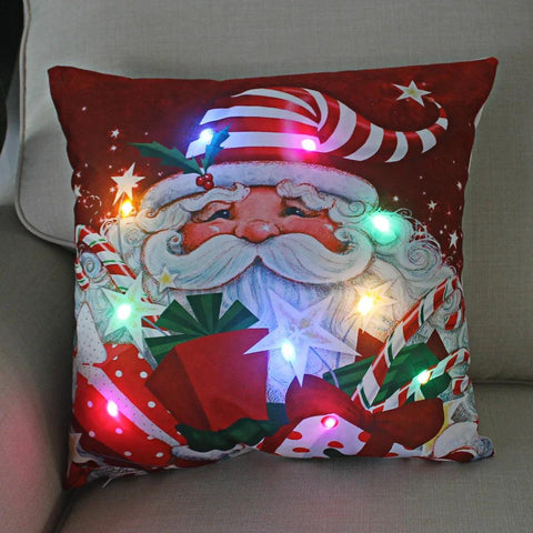 45cm LED Christmas Cushion Cover Glowing Pillowcase with Lights 2023 Christmas Decorations for Home Navidad New Year Xmas Decor