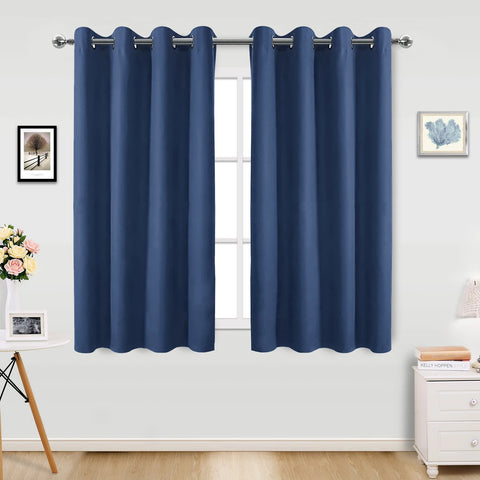 42 in. W x 95 in. L Blackout Curtains with Grommet Top Room Darkening Noise Reducing, Navy Blue（2 Panel）