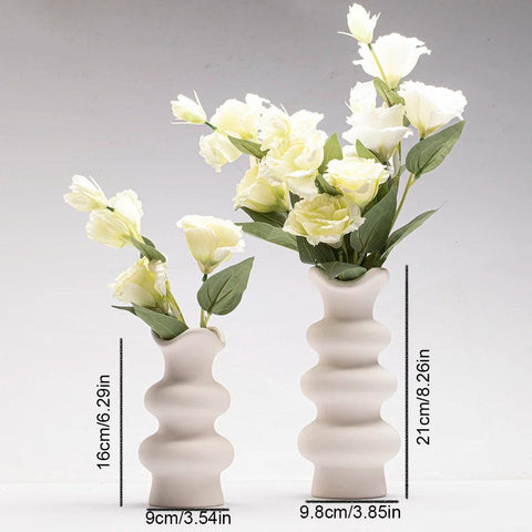 Modern Decorative White Ceramic Vases for Home Decor, Abstract Minimalist Vase for Pampas Grass, Boho Flower Vase, Aesthetic Cre