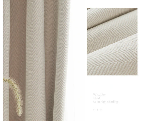 2024 new thickened French light luxury cream curtain cloth solid color bedroom living room full blackout sunscreen cotton linen