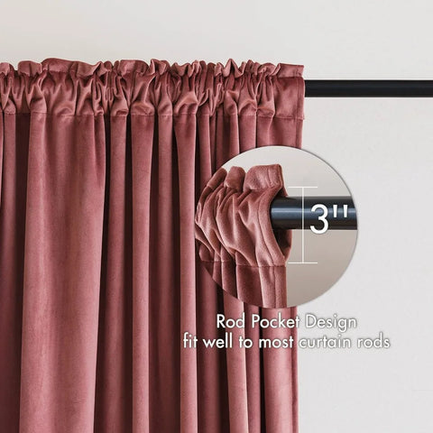 Velvet Curtains 108 Inches Long Thermal Insulated Blackout Curtain Drapes for Bedroom Living Room Darkening Rod Pocket Set of 2