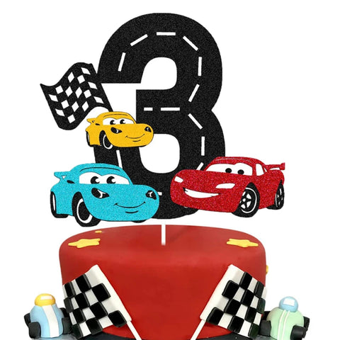 Disney Cartoon Lightning McQueen Car Theme Birthday Cake Topper Car Racing Boy Birthday Baby Shower Cake Decoration Supplies