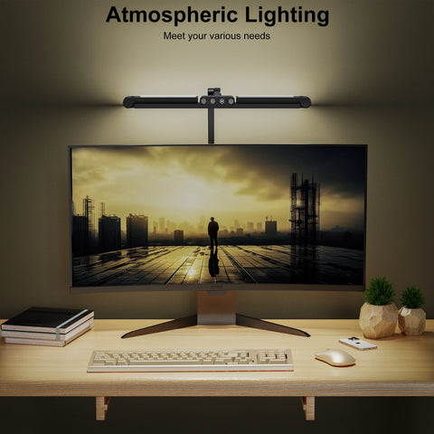 Led Desk Lamp with Clamp, Architect Desk Lamp for Home Office with Atmosphere Lighting, 24W Ultra Bright Auto Dimming Desk Light