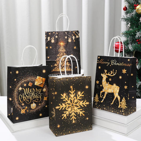 Christmas Santa Claus Snowflake Kraft Paper Handbag Marry Christmas Party Decor For Home 2024 Navidad Natal Noel New Year 2025