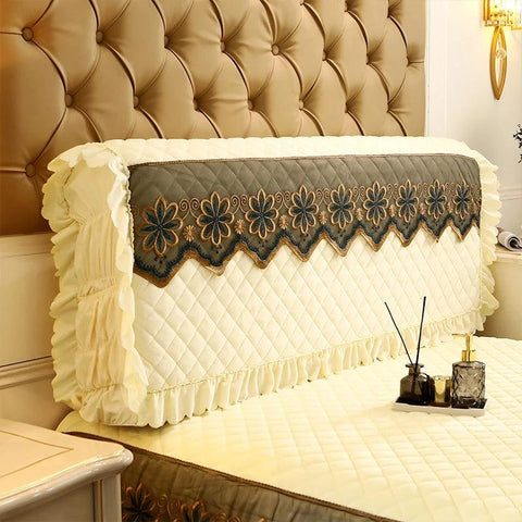 Red Stretch Bed Headboard Cover Lace Slipcover Dustproof Covers Thicken Crystal Velvet Fabric Luxury Bed Head Protective Cover