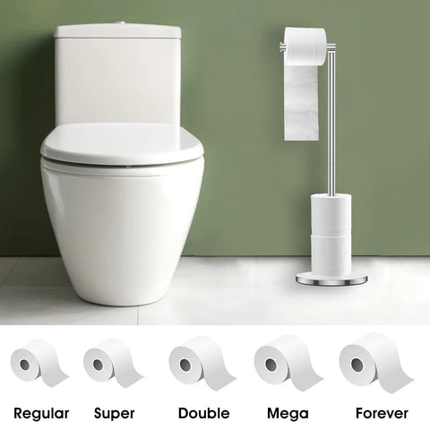 Freestanding Toilet Roll Holders Stainless Steel Toilet Paper Stand Folding Paper Base Anti-Rust Space Bathroom Tissue Rack