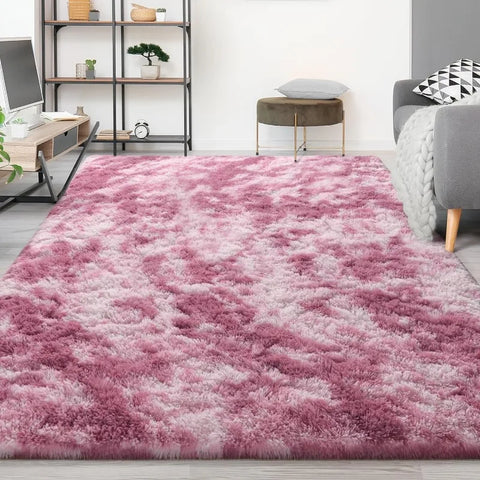 Feet Large Area Rugs, Tie-Dyed Light Grey Shaggy Rug Fluffy Throw Carpets, Ultra Soft Plush Modern Indoor Fuzzy Rugs