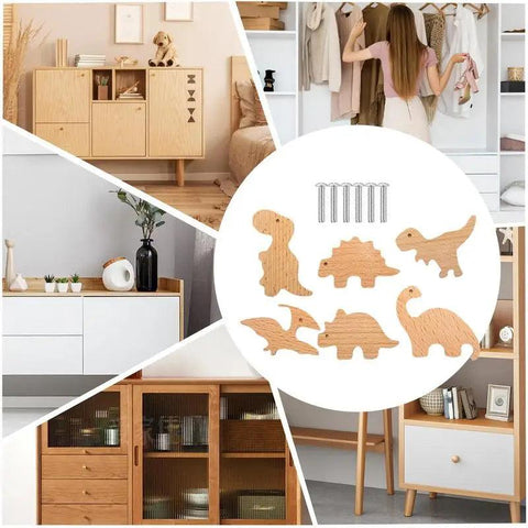 Wooden Animal Drawer Knobs Dinosaur Wooden Drawer Dresser Knobs For Baby Unique Wood Knob Delicate Bedroom Decorative Drawer