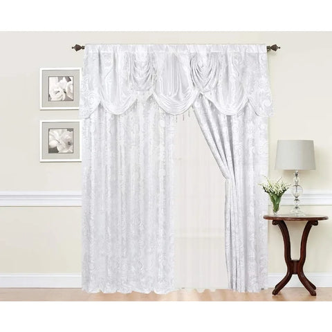 Jacquard Luxury Window 1 Panel Set Curtain with Attached Valance and Backing Bedroom