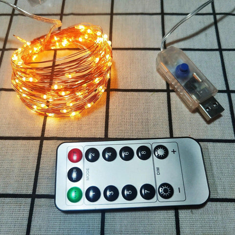 5M 50LEDs Lights String Remote Control Fairy Light USB Battery Operated LED String Lamp Timer Copper Wire Christmas Decoration