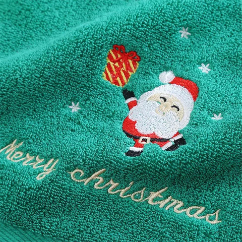 1PC 35*75cm Bathroom Towel Coral Fleece Absorbent Microfiber Christmas Tree Santa Embroidery Face Towels Bath Towel  Xmas Gifts