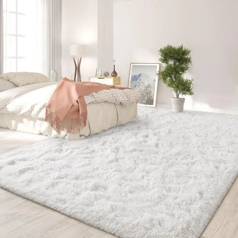 Feet Large Area Rugs, Tie-Dyed Light Grey Shaggy Rug Fluffy Throw Carpets, Ultra Soft Plush Modern Indoor Fuzzy Rugs