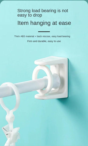 360° Rotatable Retractable Pole Fixator for Non-drilling Strong Adhesive Hooks Towel Rod Shower Curtain Rod Bracket