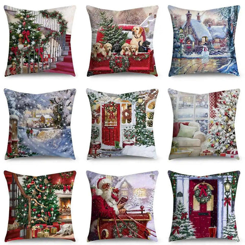 45cm Christmas Pillowcase Cushion Cover Christmas Decorations for Home 2024 Christmas Ornament Gift Navidad Happy New Year 2025