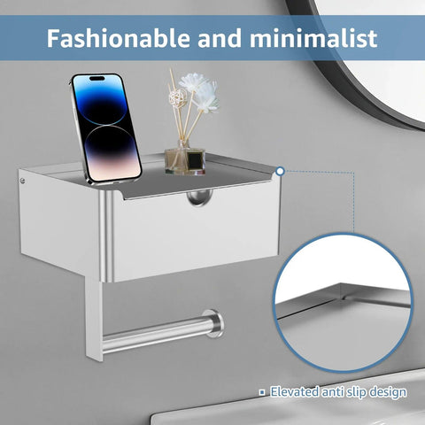 Toilet Paper Holder Stainless Steel Bathroom Roll Holder with Storage Box Wall Mounted WC Paper Phone Holders Home Towel Holder