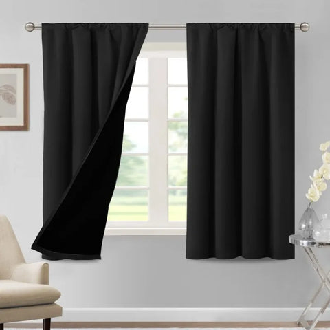 100% Blackout Curtains for Bedroom Thermal Insulated Blackout Curtains 84 Inches Long Rod Pocket Window Drapes