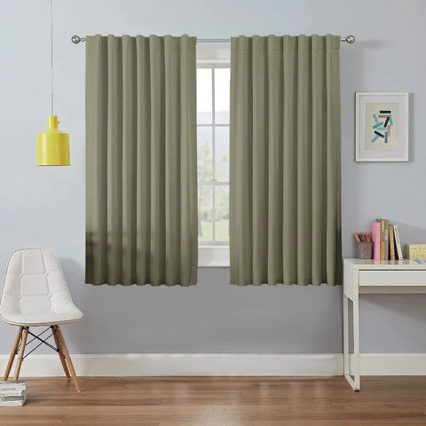 Blackout Linen Curtains Long 100% Blackout Drapes 95 inch Length 2 Panels Set