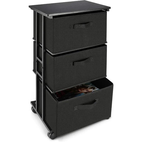 Dresser Storage with 3 Drawers, Fabric Dresser Tower, Vertical Storage Unit for Bedroom, Closet, Office