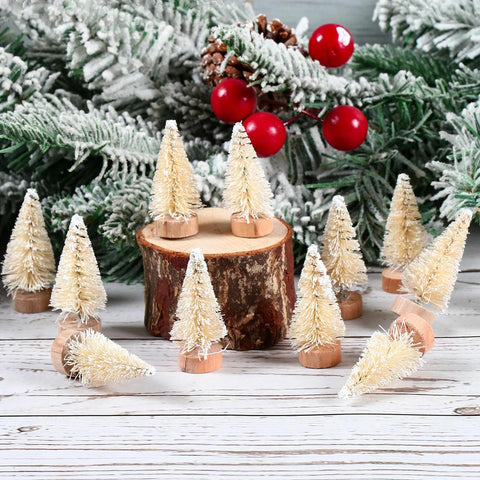 Artificial Mini Wooden Christmas Tree Blue Green White Gold Tower Pine Small Sisal Christmas Tree Tabletop Ornament Decor