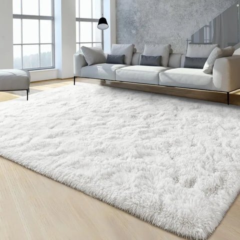 Feet Large Area Rugs, Tie-Dyed Light Grey Shaggy Rug Fluffy Throw Carpets, Ultra Soft Plush Modern Indoor Fuzzy Rugs