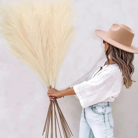 4 Pcs Artificial Pampas Grass Large Stems 43'' Tall Fake Pampas Floral Artificial Pampas Grass Branches for Home Wedding Decor