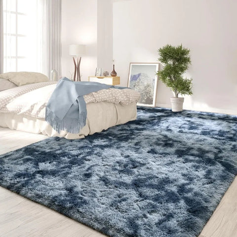 Feet Large Area Rugs, Tie-Dyed Light Grey Shaggy Rug Fluffy Throw Carpets, Ultra Soft Plush Modern Indoor Fuzzy Rugs