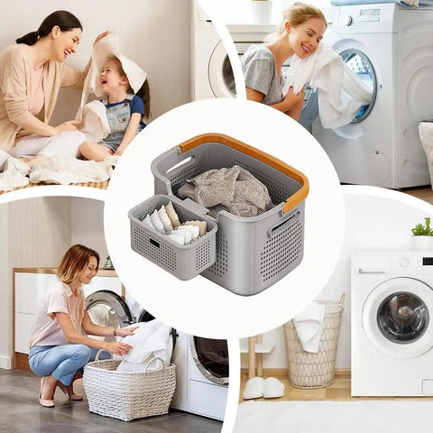 Dirty Clothes Hamper Breathable Dirty Clothes Laundry Basket with Handle Small Space Freestanding Storage Bins Dirty Clothes