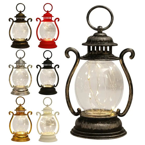 Retro Hanging Lantern Mini Portable Candle Battery Operated Rustic Lantern Antique Outdoor Lamp For Tabletop Courtyard Decor