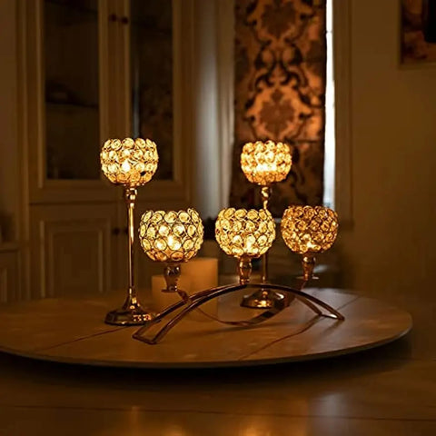 Elegant Gold Candle Holders for Table Centerpieces - Tealight Candlestick, Candelabra Stand with 3 Arms, Perfect for Your Living