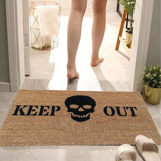 Halloween Doormat Polyester Skull Outdoor Entrance Rug Mat Halloween Door Decoration Washable Indoor Rugs