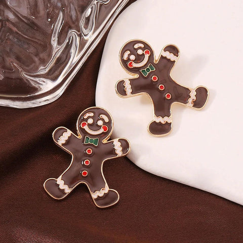 Sweet Christmas Gingerbread Man Earrings 2024 New Year Gifts