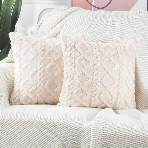 Olanly Twist Knitting Plush Pillow Cover 45x45 Vintage Knitted Pillow Case For Sofa Couch Cushion Cover Plush Pillowcase 50x50cm