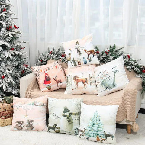 45cm Christmas Pillowcase Cushion Cover Christmas Decorations for Home 2024 Christmas Ornament Gift Navidad Happy New Year 2025