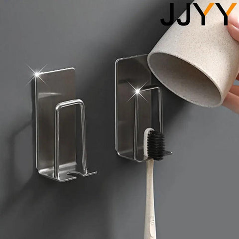 JJYY Toothbrush Holder Cup Holder Creative Traceless Stand Rack Toothbrush Holder Stainless Steel Bathroom Accessories