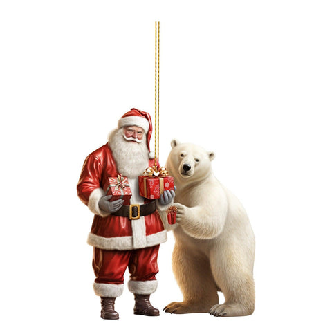 Happy New Year Cute Polar Bear Christmas Scene Decoration Circular Christmas Ornaments For Tree