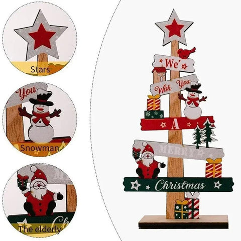 Christmas Desktop Tree Santa Claus DIY Decoration Wooden Christmas Signs Plaque Xmas Decoration 2024 New Years Party Gifts